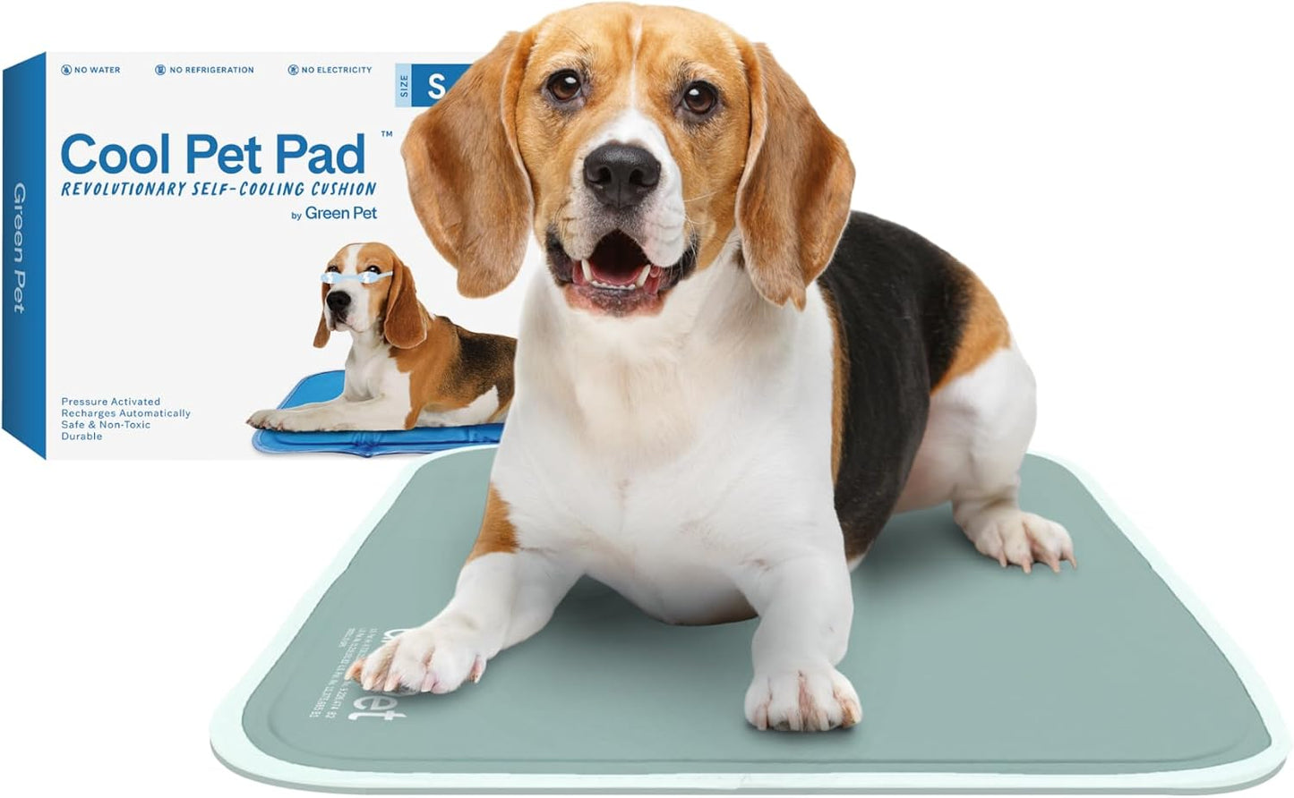 The Green Pet Shop Cool Pet Pad - Large, Blue - Self-Cooling, Pressure Activated Mat for Dogs & Cats from 46-80 lbs - Non-Toxic Gel, No Water Needed