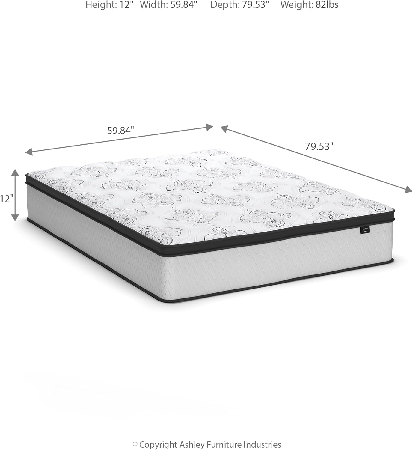 Signature Design by Ashley Queen Size Chime 12 Inch Medium Firm Hybrid Mattress with Cooling Gel Memory Foam for Pressure Relief