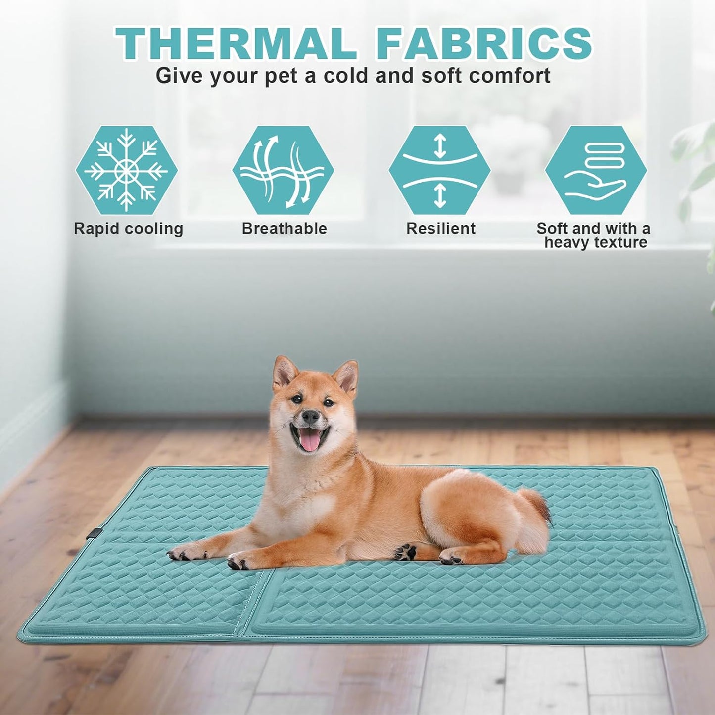 Large Dog Cooling Mat for Dogs,34×23 in Silicone Anti-Slip Waterproof,Easy Washable Pet Cool Blanket, Ice Cool Fabric, Cooling for Dog Kennel, Indoor and Outdoor Floors, Car Seat&Sofa