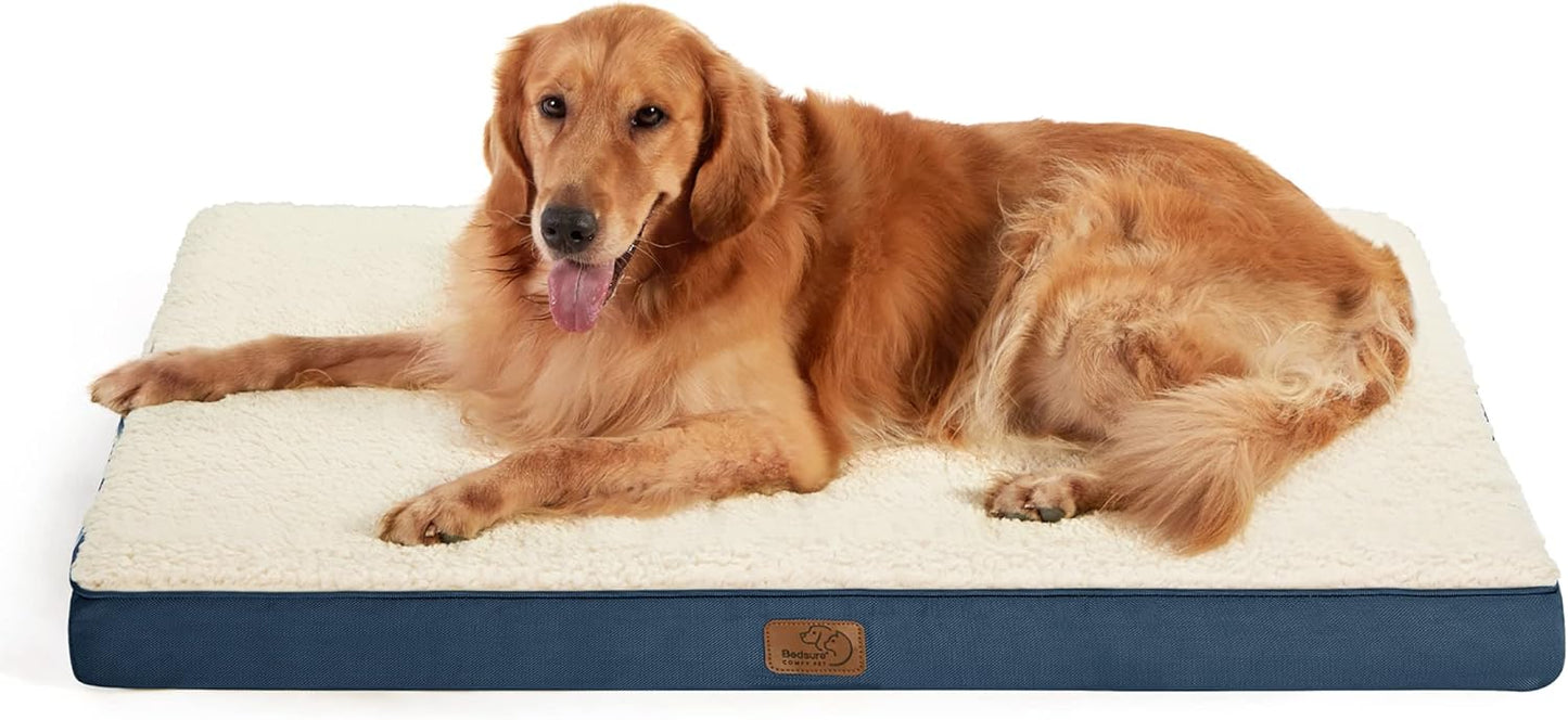 Bedsure Cooling Dog Bed for Crate - Large Orthopedic Waterproof Puppy Beds with Removable Washable Cover, Egg Crate Foam Pet Mat, Suitable for Pet Up to 50 lbs