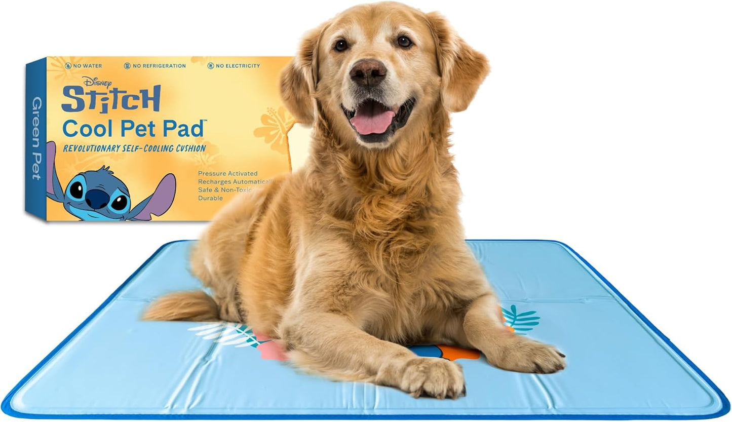 The Green Pet Shop Cool Pet Pad - Large, Blue - Self-Cooling, Pressure Activated Mat for Dogs & Cats from 46-80 lbs - Non-Toxic Gel, No Water Needed