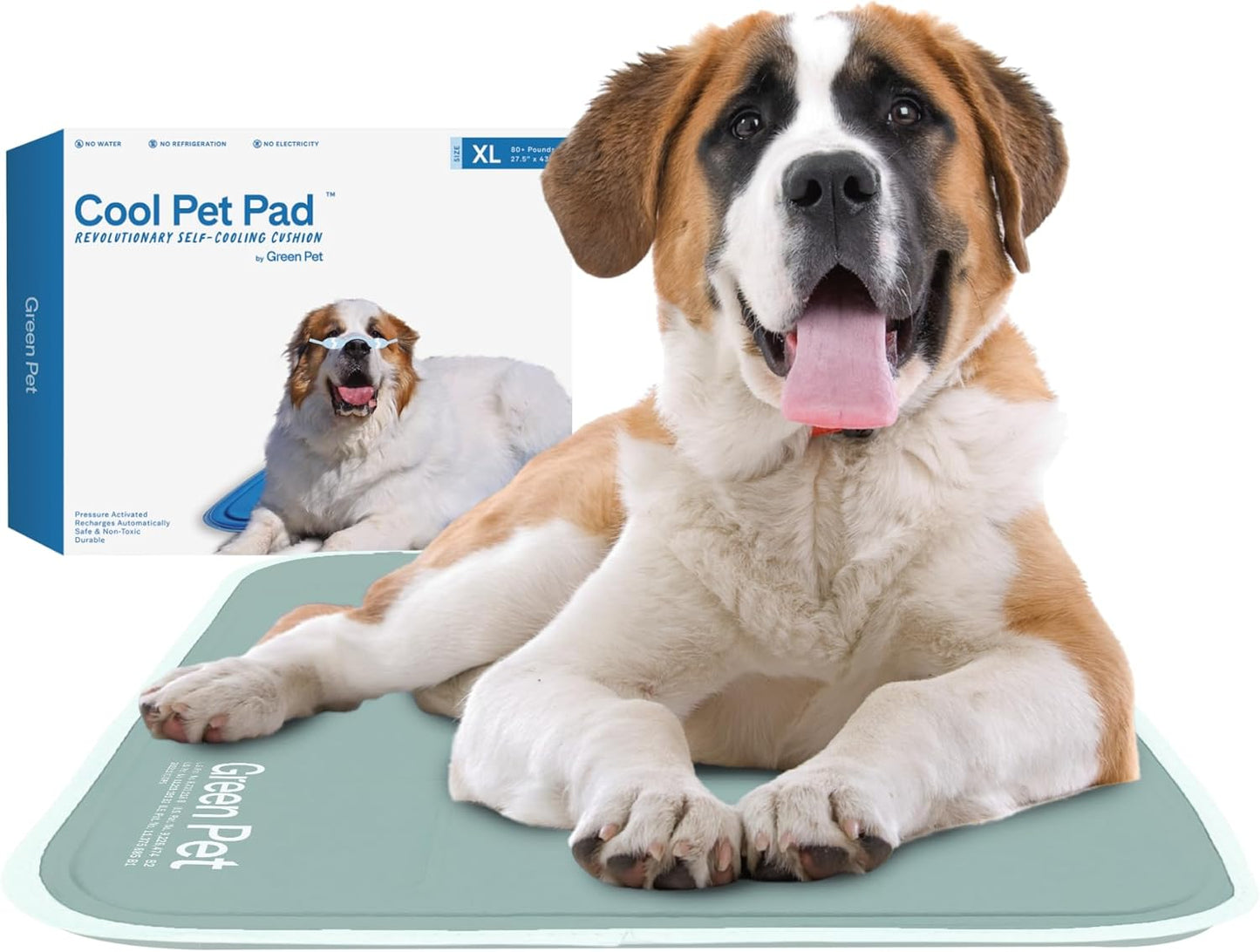 The Green Pet Shop Cool Pet Pad - Large, Blue - Self-Cooling, Pressure Activated Mat for Dogs & Cats from 46-80 lbs - Non-Toxic Gel, No Water Needed