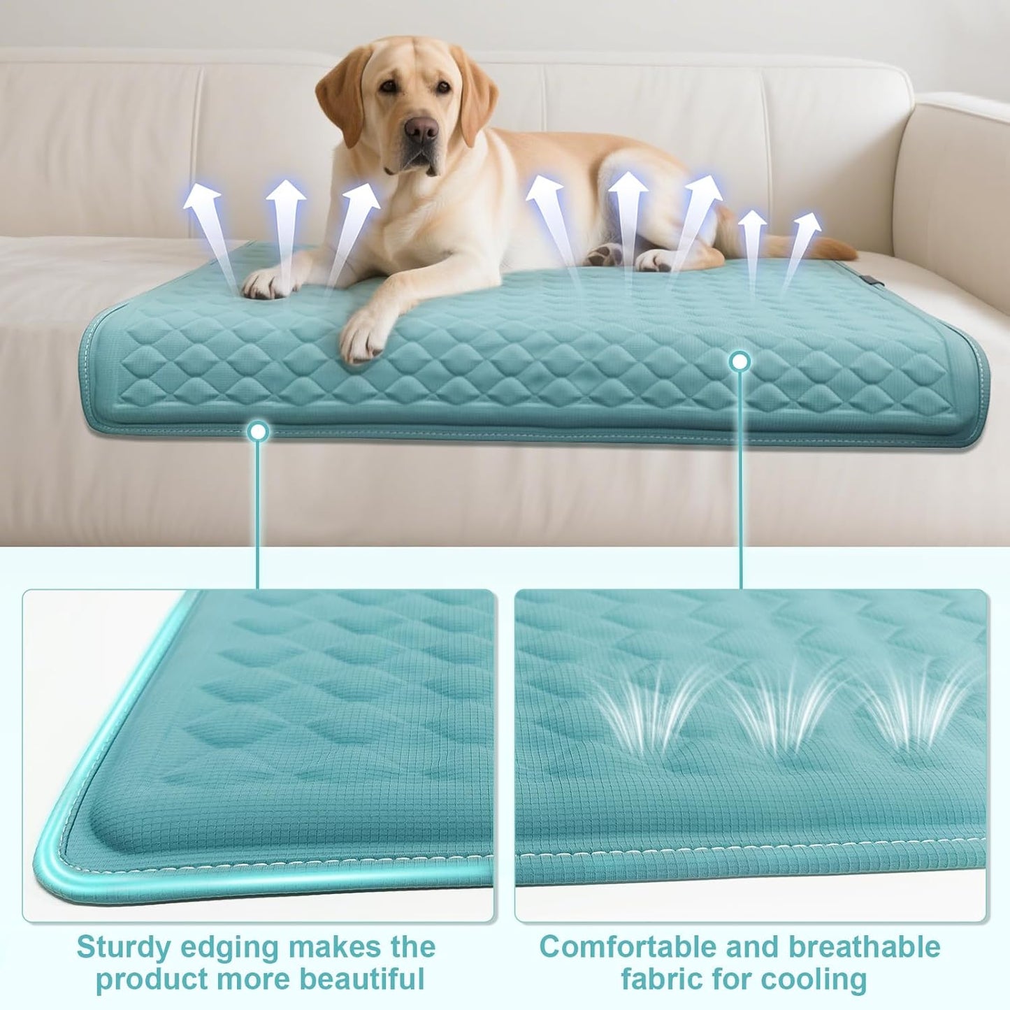 Large Dog Cooling Mat for Dogs,34×23 in Silicone Anti-Slip Waterproof,Easy Washable Pet Cool Blanket, Ice Cool Fabric, Cooling for Dog Kennel, Indoor and Outdoor Floors, Car Seat&Sofa
