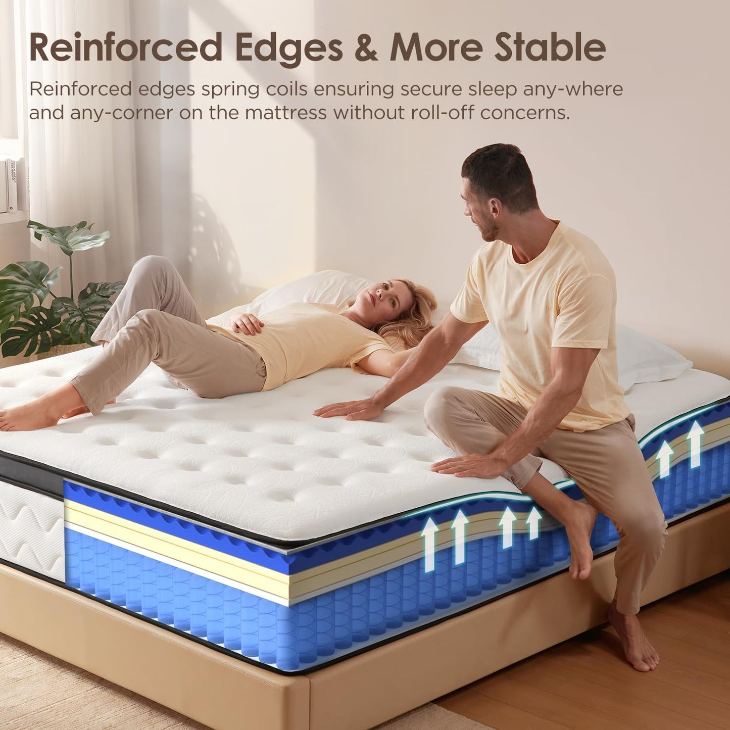 King Size Mattress 12 Inch - Medium Firm Hybrid Mattress with Memory Foam & Zoned Pocket Springs for Pressure Relief, Quiet Sleep | Fiberglass-Free, CertiPUR-US Certified | King Mattresses in a Box