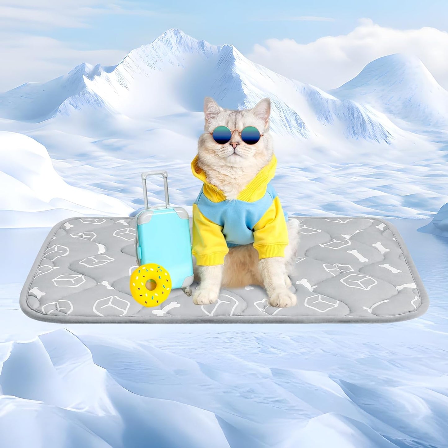 Rywell Dog Cooling Mat 2.0,44 * 32 Thicken Cooling Mat for Extra Large Dog, Internal Waterproof& Endothermic Color Changing Arc-Chill Cool Fiber(QMAX>0.5) for Pet in Summer, Washable, Non-Toxic