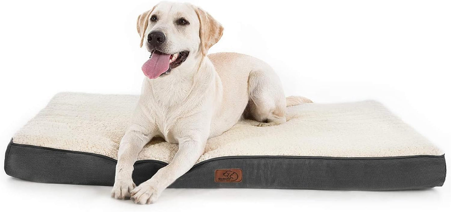 Bedsure Cooling Dog Bed for Crate - Large Orthopedic Waterproof Puppy Beds with Removable Washable Cover, Egg Crate Foam Pet Mat, Suitable for Pet Up to 50 lbs