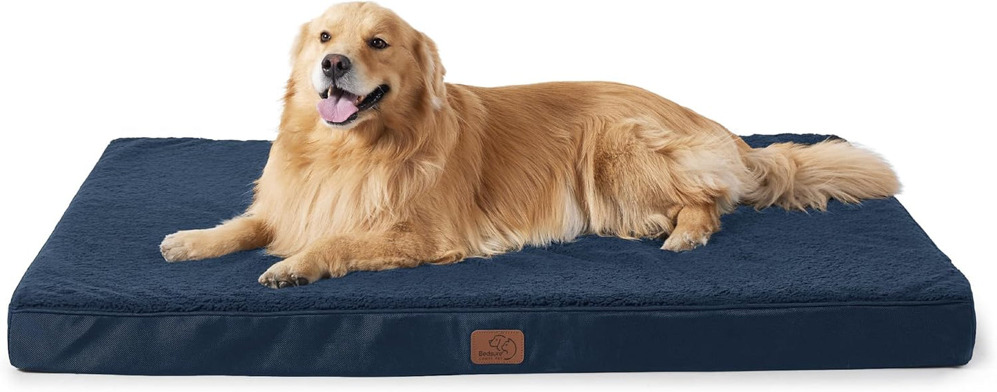 Bedsure Cooling Dog Bed for Crate - Large Orthopedic Waterproof Puppy Beds with Removable Washable Cover, Egg Crate Foam Pet Mat, Suitable for Pet Up to 50 lbs