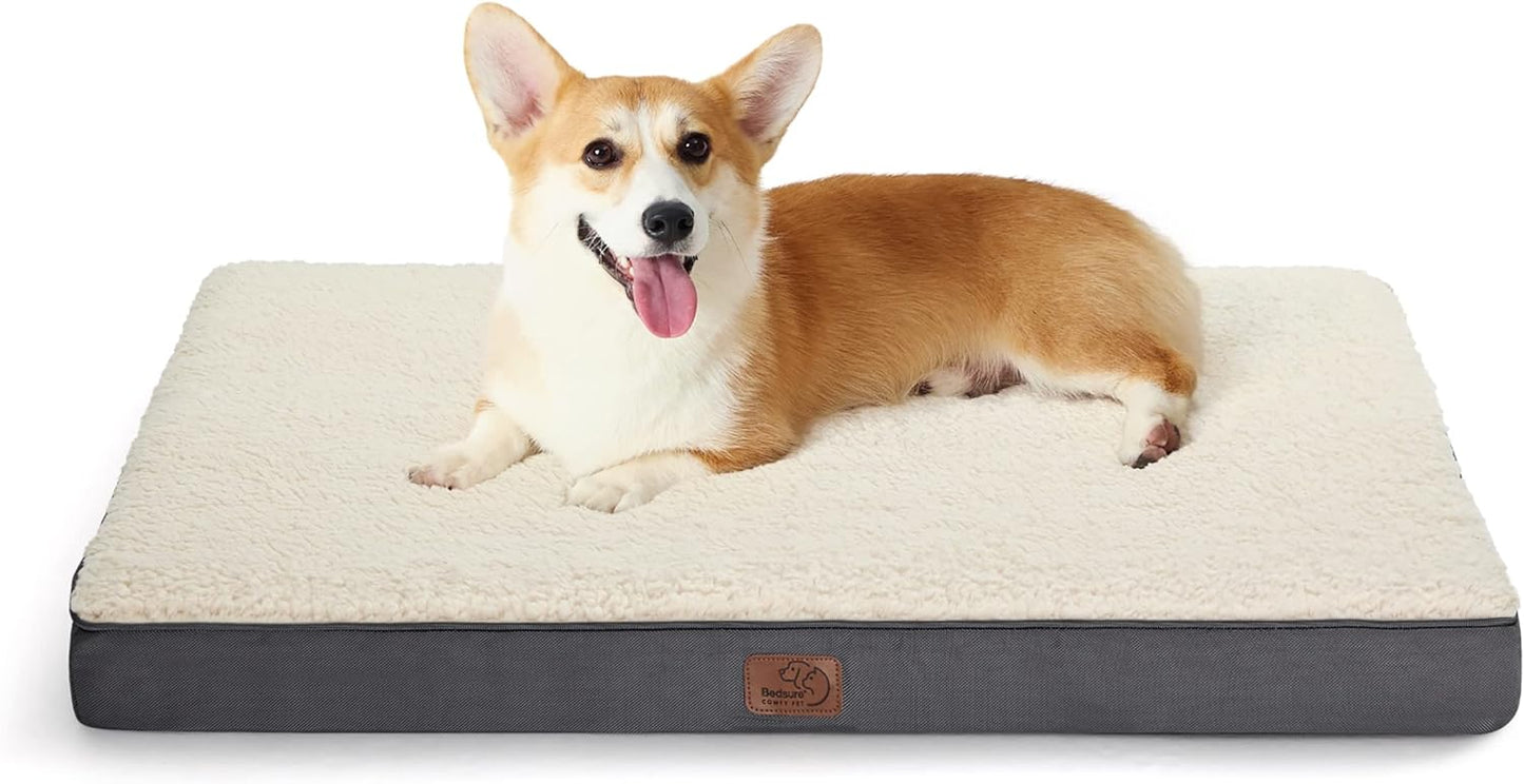 Bedsure Cooling Dog Bed for Crate - Large Orthopedic Waterproof Puppy Beds with Removable Washable Cover, Egg Crate Foam Pet Mat, Suitable for Pet Up to 50 lbs