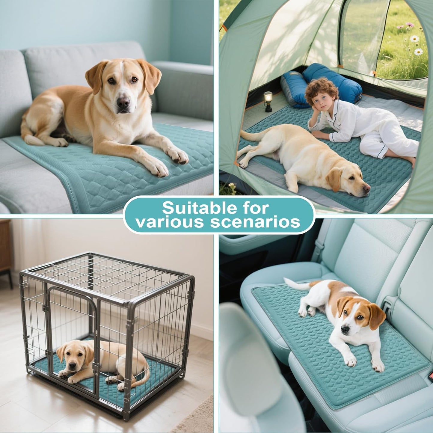 Large Dog Cooling Mat for Dogs,34×23 in Silicone Anti-Slip Waterproof,Easy Washable Pet Cool Blanket, Ice Cool Fabric, Cooling for Dog Kennel, Indoor and Outdoor Floors, Car Seat&Sofa