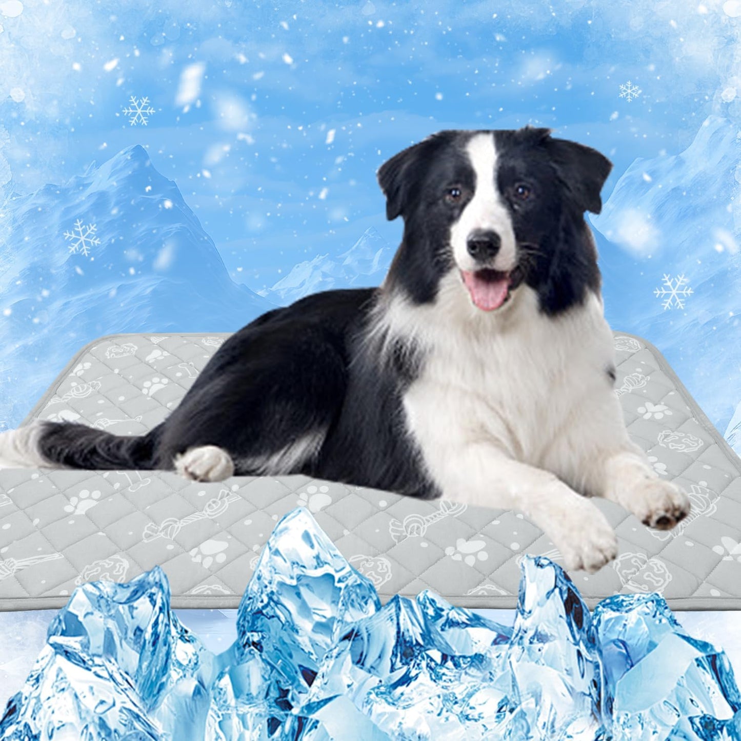 MH MYLUNE HOME Dog Cooling Mat with Supportive Pillows, 39"x28" Arc-Chill Fiber & Endothermic Color Changing Self Cooling Pad, Foldable & Washable Non-Toxic Summer Pet Blanket