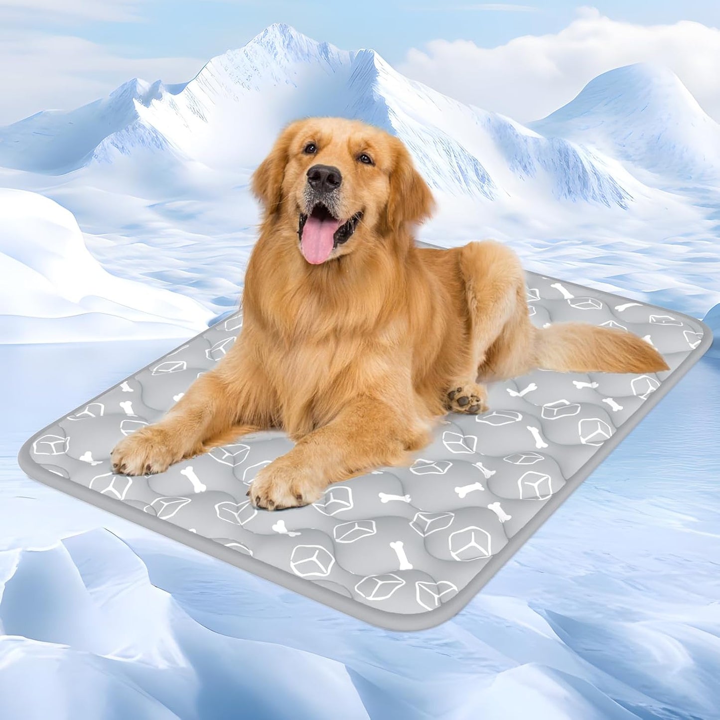 Rywell Dog Cooling Mat 2.0,44 * 32 Thicken Cooling Mat for Extra Large Dog, Internal Waterproof& Endothermic Color Changing Arc-Chill Cool Fiber(QMAX>0.5) for Pet in Summer, Washable, Non-Toxic