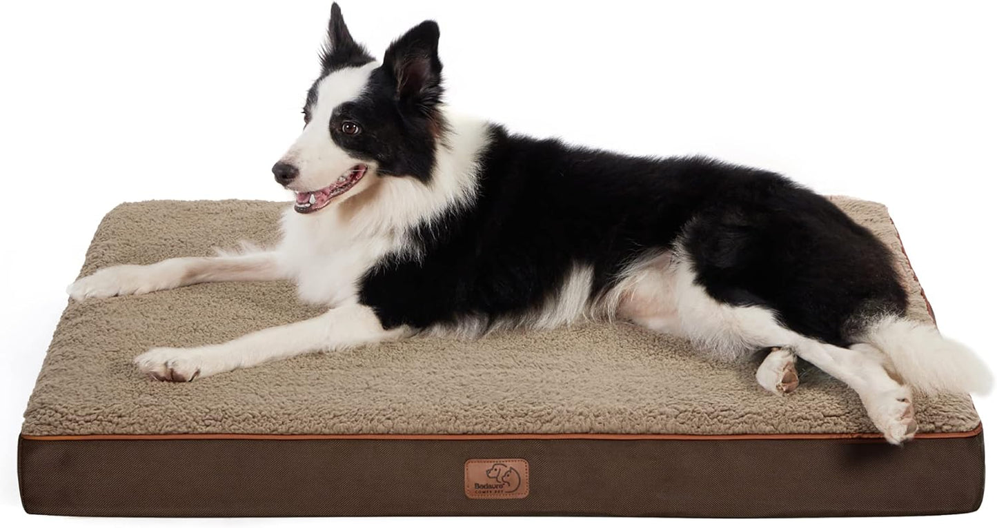 Bedsure Cooling Dog Bed for Crate - Large Orthopedic Waterproof Puppy Beds with Removable Washable Cover, Egg Crate Foam Pet Mat, Suitable for Pet Up to 50 lbs
