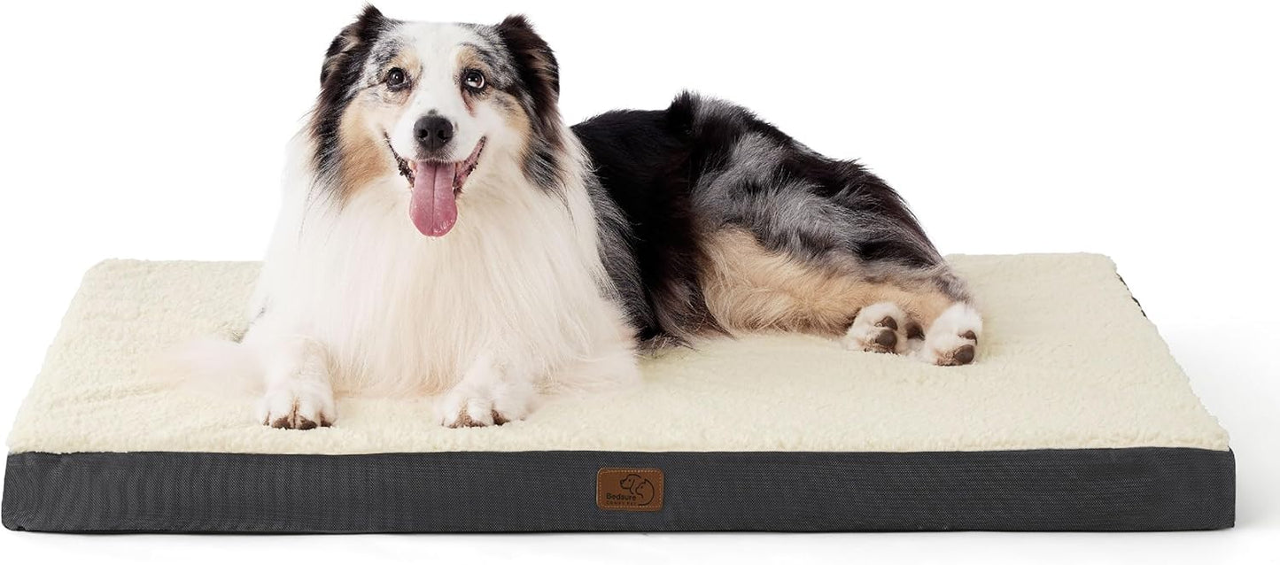 Bedsure Cooling Dog Bed for Crate - Large Orthopedic Waterproof Puppy Beds with Removable Washable Cover, Egg Crate Foam Pet Mat, Suitable for Pet Up to 50 lbs