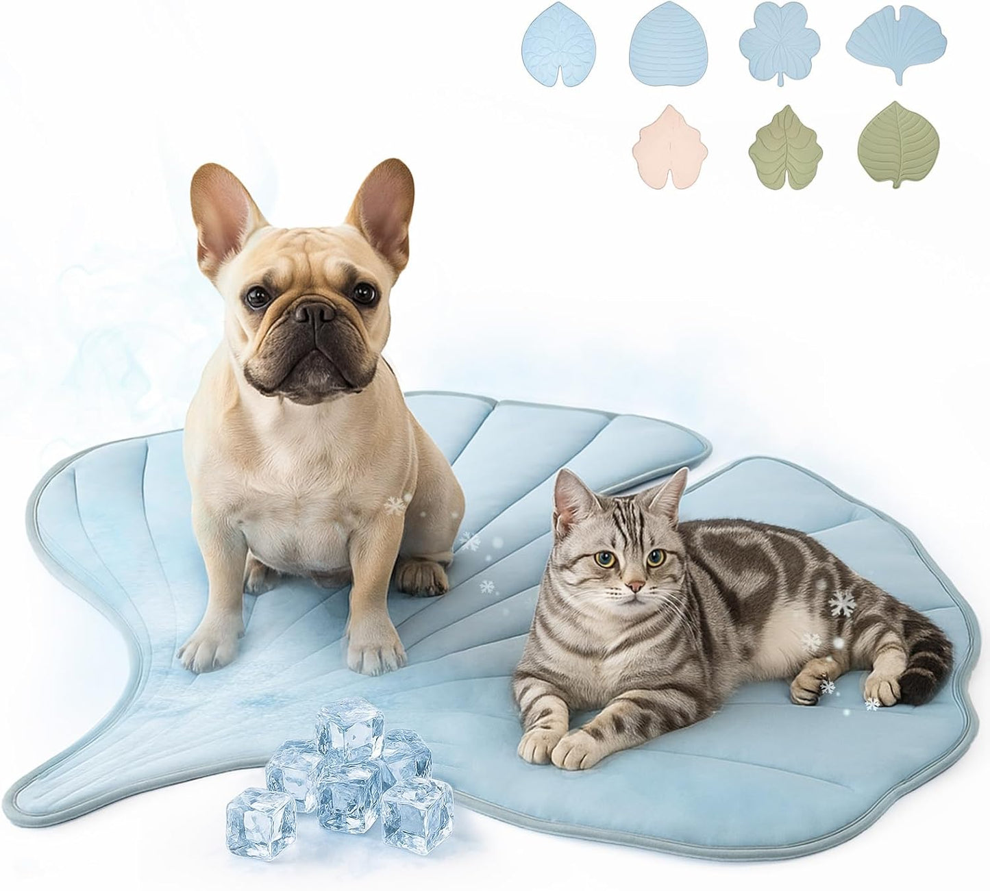Dog Cooling Mat - Large Leaf Shaped, Washable, Non-Slip, Summer Pad for Dogs and Cats, Lightweight