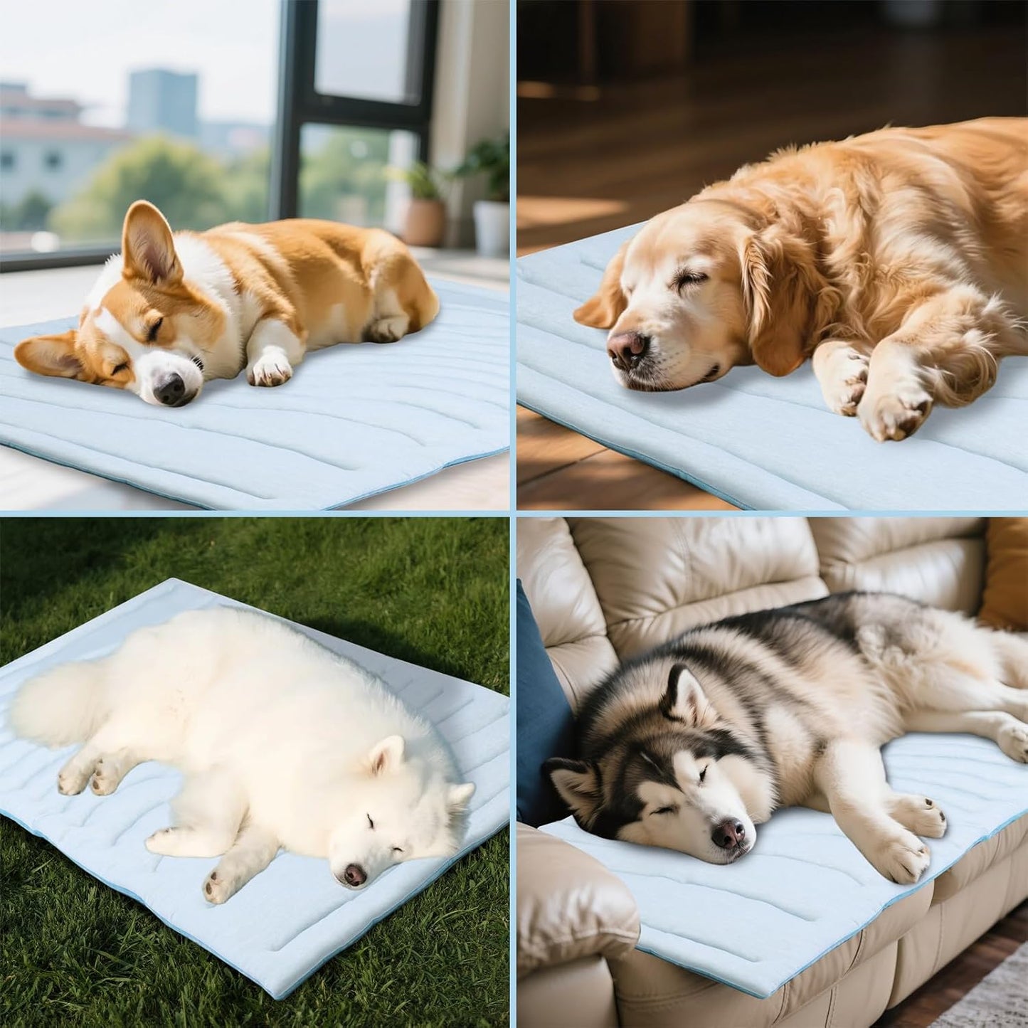 BECEMURU Dog Cooling Mat - 36" x 23" Reversible Cooling Pad for Crate, Kennel, Bed, Sofa - Machine Washable, Durable, Non-Gel - Keep Your Pet Cool and Comfortable