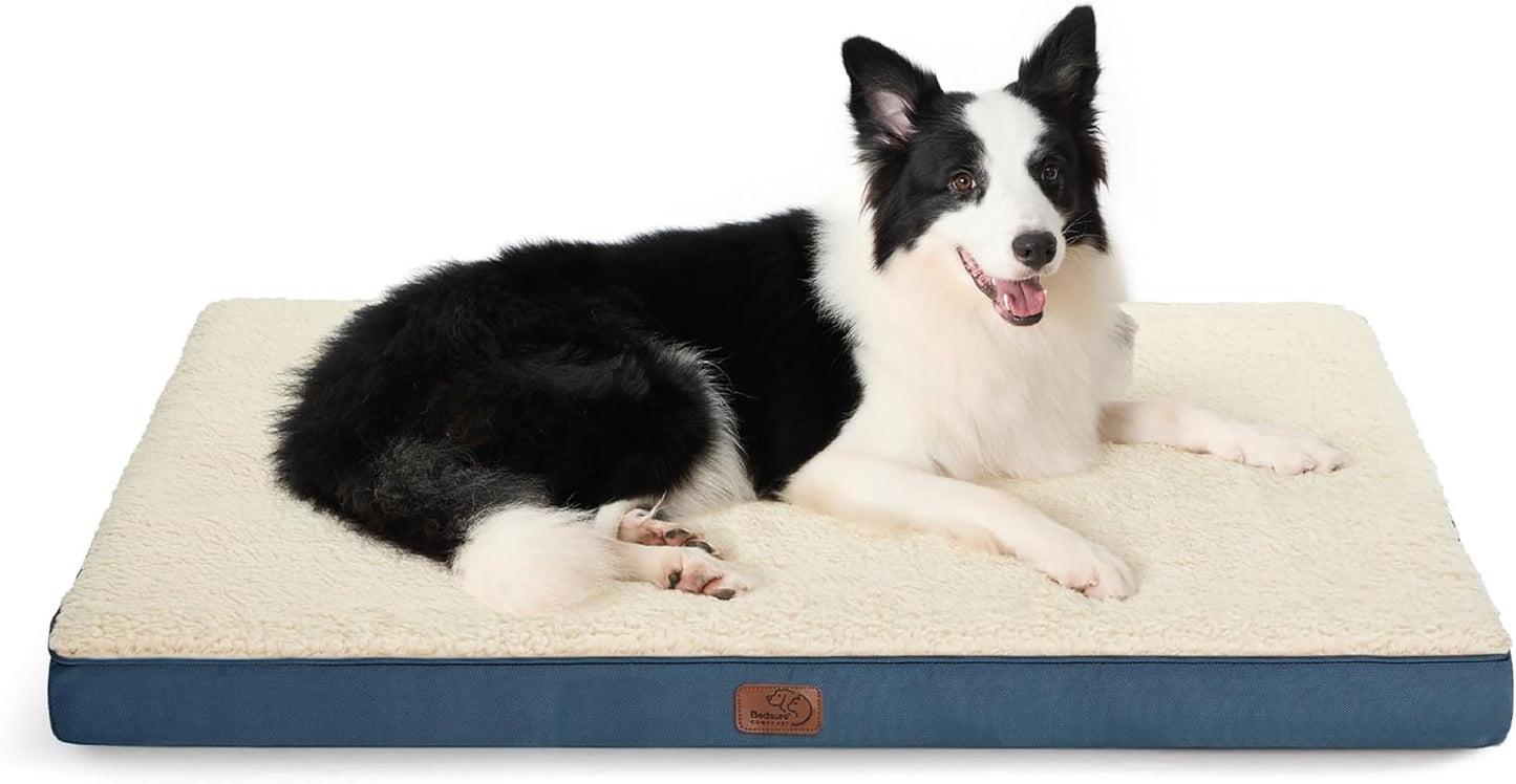 Bedsure Cooling Dog Bed for Crate - Large Orthopedic Waterproof Puppy Beds with Removable Washable Cover, Egg Crate Foam Pet Mat, Suitable for Pet Up to 50 lbs