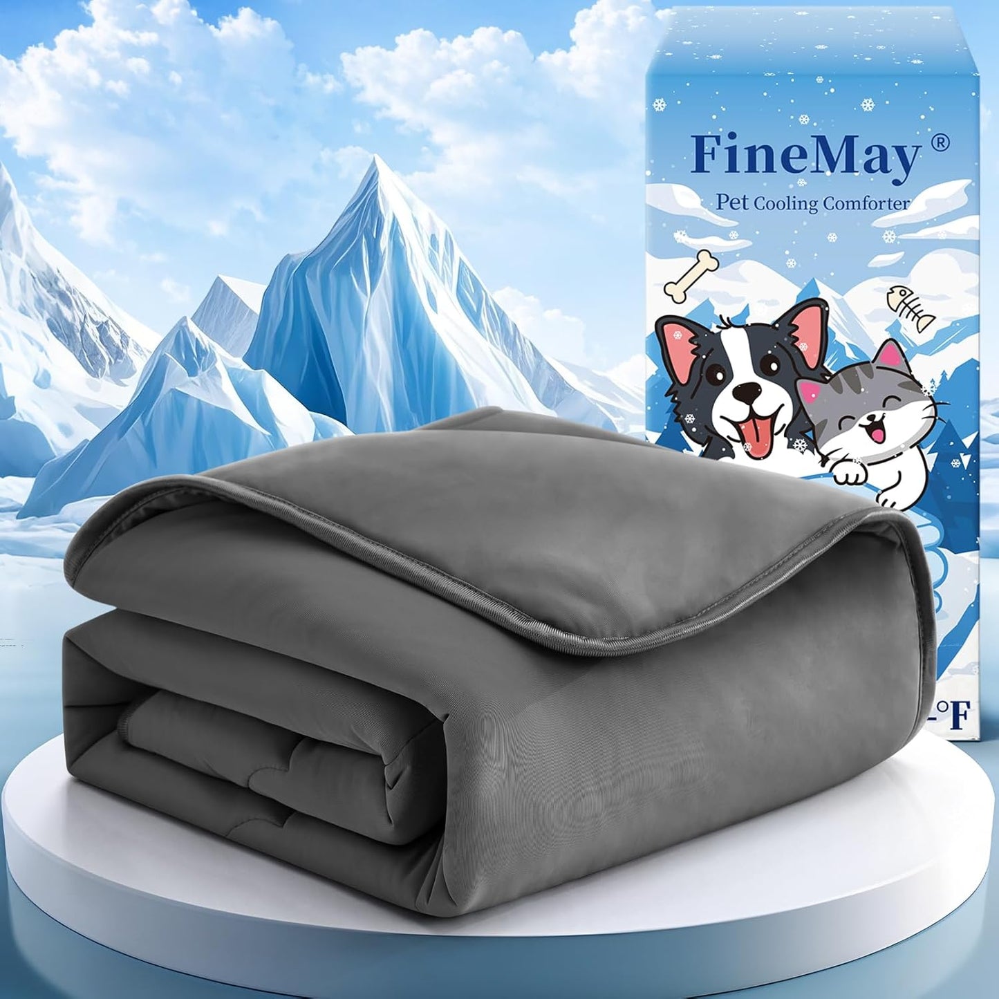 Cooling Blanket for Dogs, Lightweight & Durable Dog Cooling Mat, Q-MAX>0.45 Soft Breathable Pets Comforter for Couch, Bed & Car Essential - Light Grey 40x50 Inches