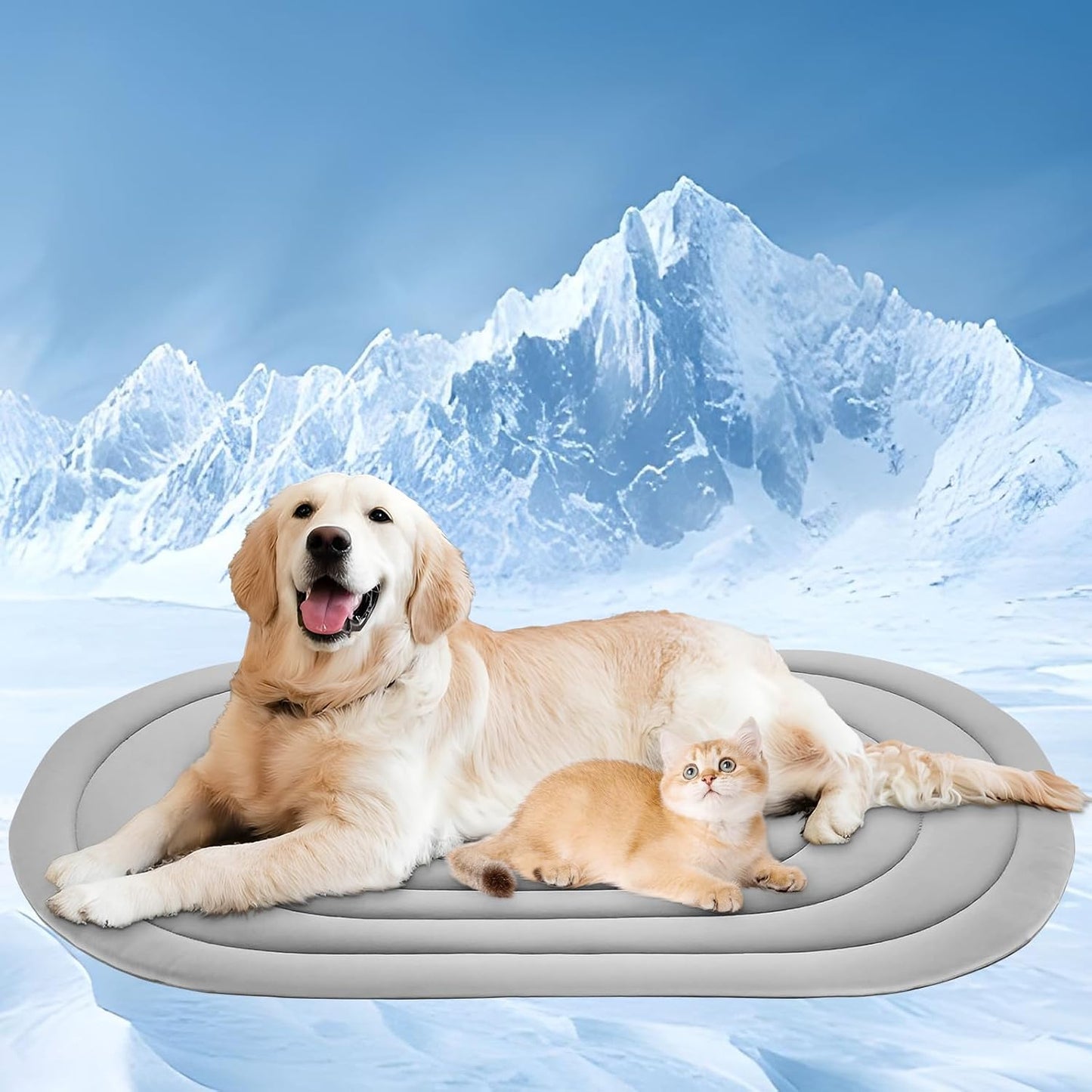 Pet Dog Cooling Mat 35“x19” Reversible Cooling Pad for Dogs and Cats, Comfort Ice Silk Cotton Summer Dog Bed Outdoor Indoor Washable, Ideal for Kennel Sofa Floor Car Seats