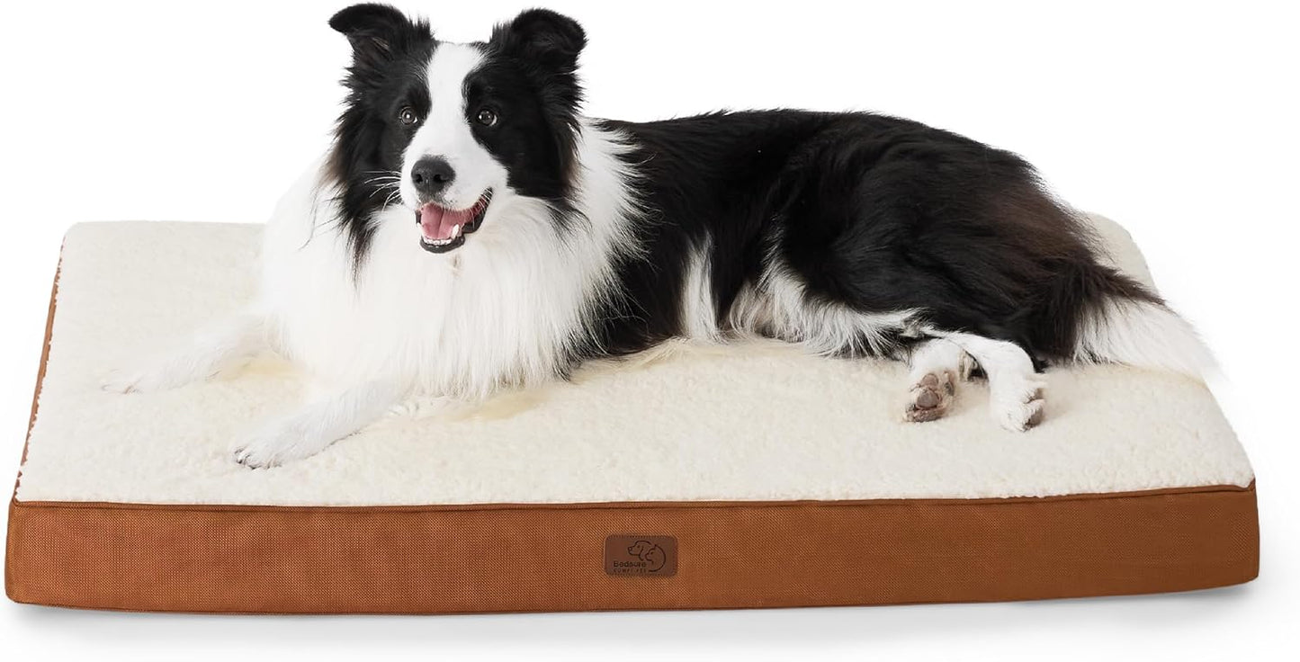 Bedsure Cooling Dog Bed for Crate - Large Orthopedic Waterproof Puppy Beds with Removable Washable Cover, Egg Crate Foam Pet Mat, Suitable for Pet Up to 50 lbs