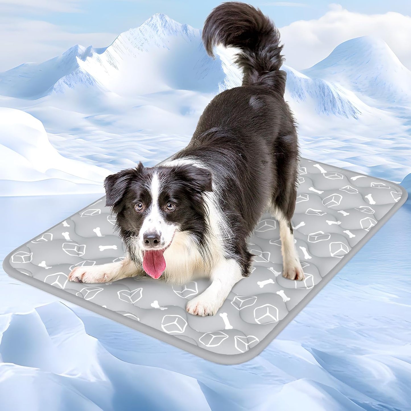 Rywell Dog Cooling Mat 2.0,44 * 32 Thicken Cooling Mat for Extra Large Dog, Internal Waterproof& Endothermic Color Changing Arc-Chill Cool Fiber(QMAX>0.5) for Pet in Summer, Washable, Non-Toxic