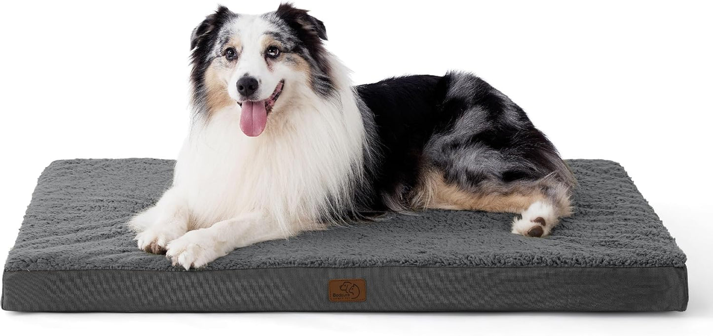 Bedsure Cooling Dog Bed for Crate - Large Orthopedic Waterproof Puppy Beds with Removable Washable Cover, Egg Crate Foam Pet Mat, Suitable for Pet Up to 50 lbs