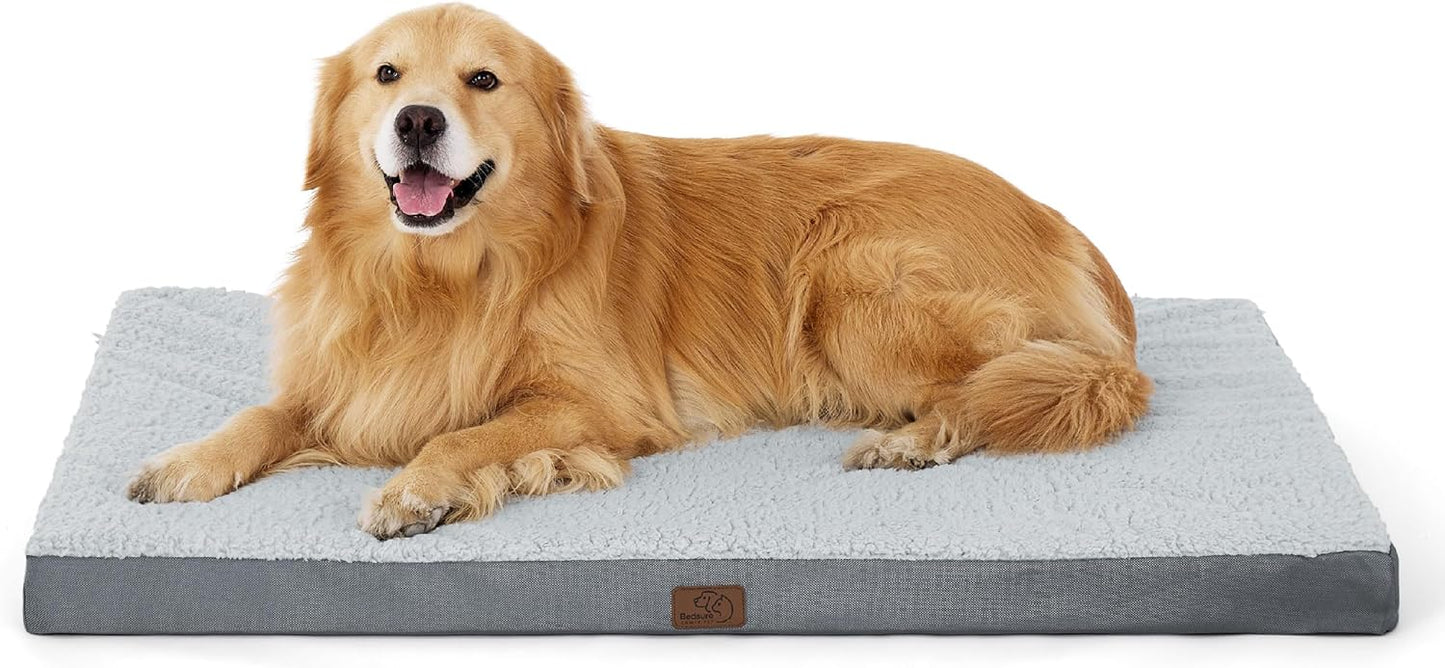 Bedsure Cooling Dog Bed for Crate - Large Orthopedic Waterproof Puppy Beds with Removable Washable Cover, Egg Crate Foam Pet Mat, Suitable for Pet Up to 50 lbs