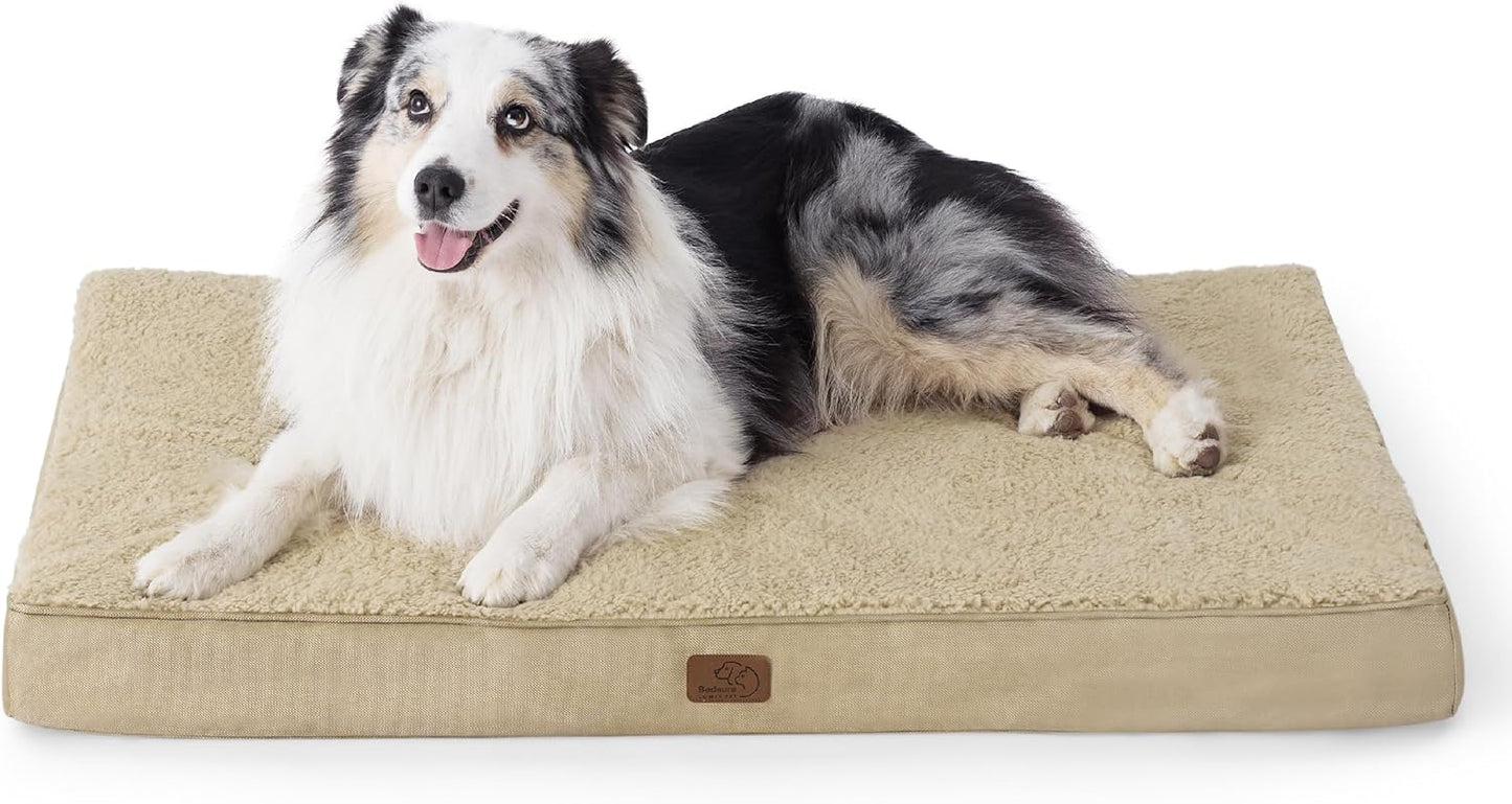 Bedsure Cooling Dog Bed for Crate - Large Orthopedic Waterproof Puppy Beds with Removable Washable Cover, Egg Crate Foam Pet Mat, Suitable for Pet Up to 50 lbs