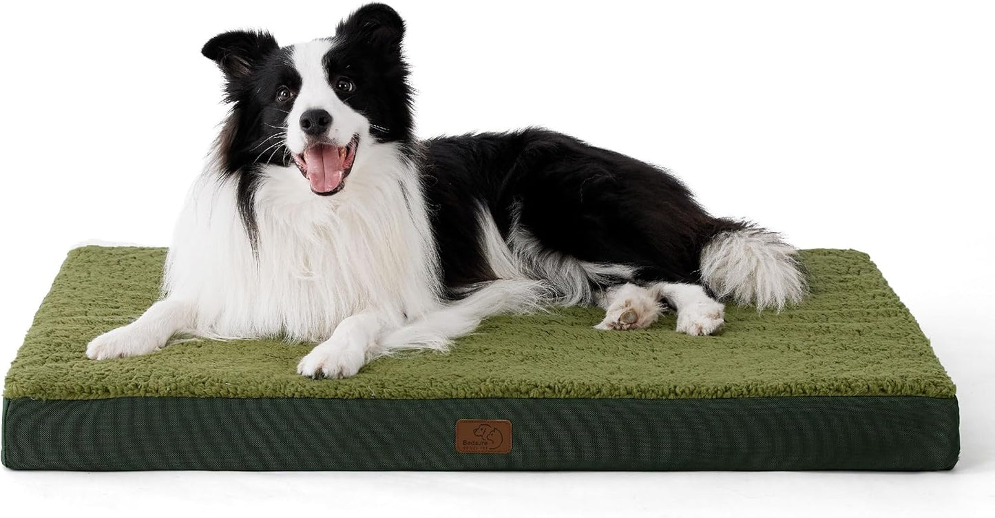 Bedsure Cooling Dog Bed for Crate - Large Orthopedic Waterproof Puppy Beds with Removable Washable Cover, Egg Crate Foam Pet Mat, Suitable for Pet Up to 50 lbs