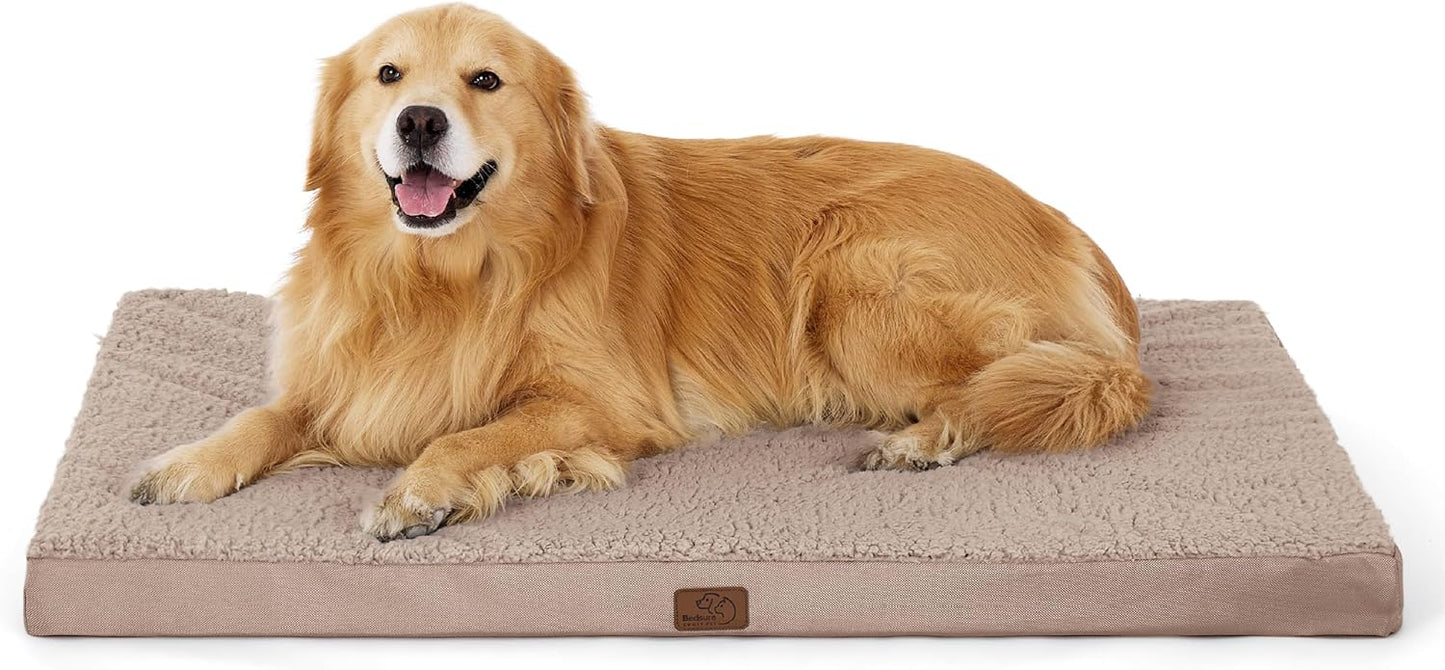 Bedsure Cooling Dog Bed for Crate - Large Orthopedic Waterproof Puppy Beds with Removable Washable Cover, Egg Crate Foam Pet Mat, Suitable for Pet Up to 50 lbs