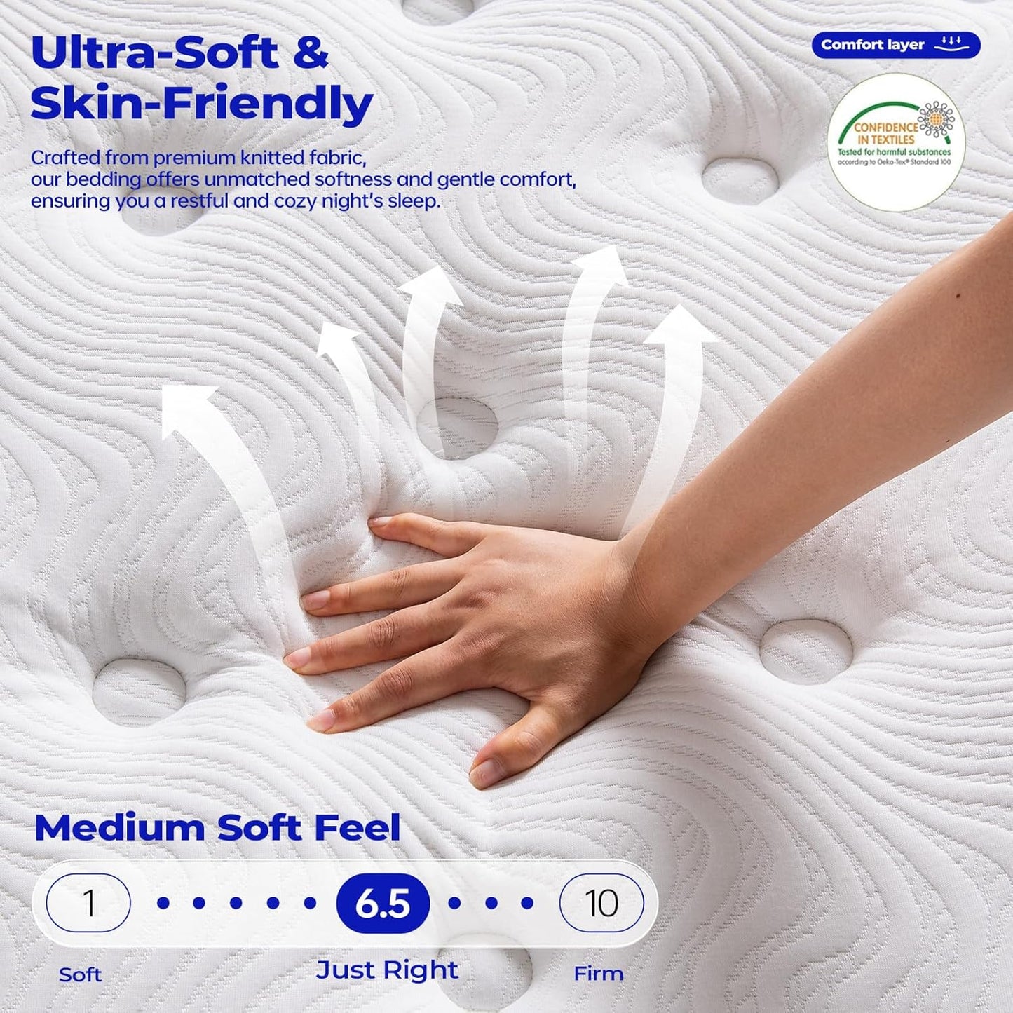 King Size Mattress 14 Inch,Hybrid Mattress King in a Box, Medium Firm Memory Foam&Individual Pocket Springs,Upgrade Zoned Support,Motion Isolation&Pressure Relief,Fiberglass Free