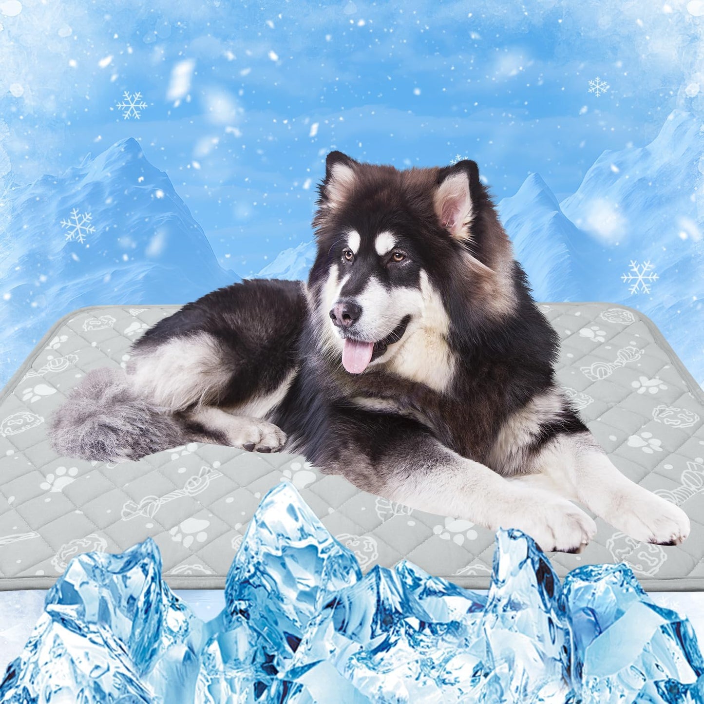 MH MYLUNE HOME Dog Cooling Mat with Supportive Pillows, 39"x28" Arc-Chill Fiber & Endothermic Color Changing Self Cooling Pad, Foldable & Washable Non-Toxic Summer Pet Blanket