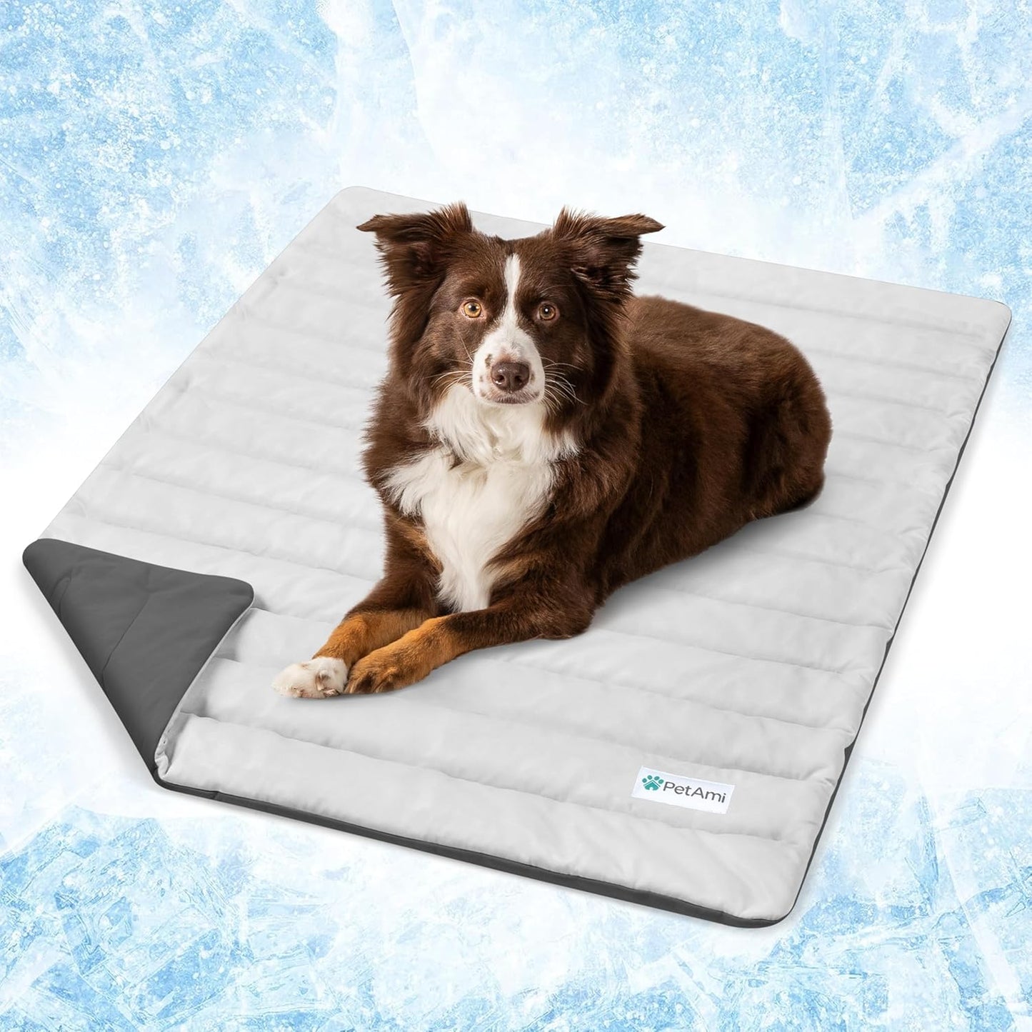 PetAmi Cooling Mat for Dog, Premium Pet Cooling Blanket for Crate Kennel, Indoor Cat Cool Sleeping Pad, Q-MAX Cold Sofa Couch Cover for Summer, Taupe/Beige, Small (24x32)