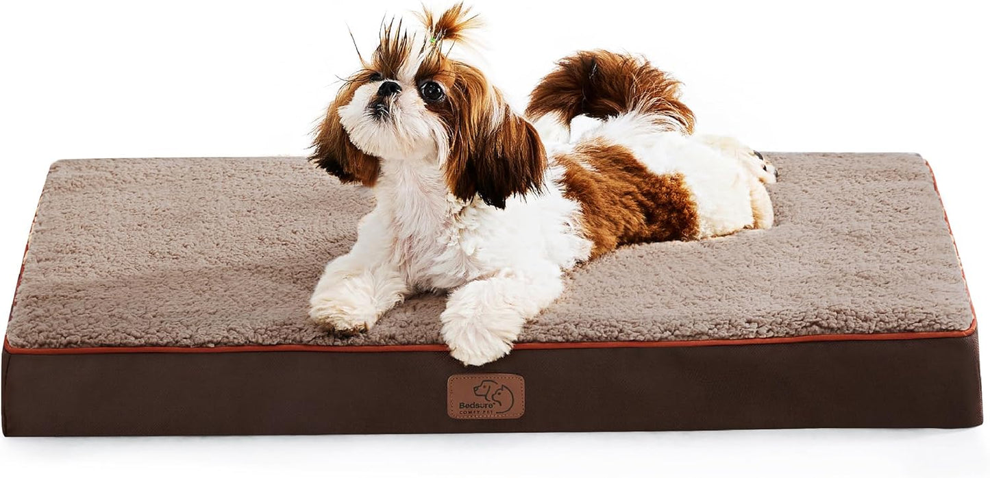 Bedsure Cooling Dog Bed for Crate - Large Orthopedic Waterproof Puppy Beds with Removable Washable Cover, Egg Crate Foam Pet Mat, Suitable for Pet Up to 50 lbs