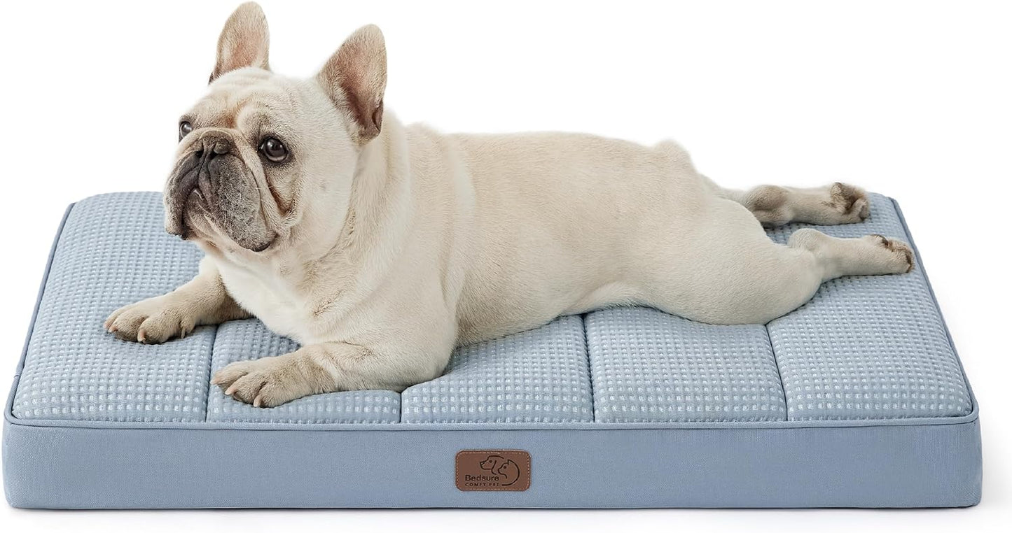 Bedsure Cooling Dog Bed for Crate - Large Orthopedic Waterproof Puppy Beds with Removable Washable Cover, Egg Crate Foam Pet Mat, Suitable for Pet Up to 50 lbs
