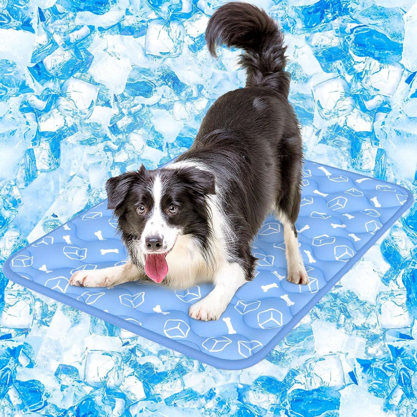 Rywell Dog Cooling Mat 2.0,44 * 32 Thicken Cooling Mat for Extra Large Dog, Internal Waterproof& Endothermic Color Changing Arc-Chill Cool Fiber(QMAX>0.5) for Pet in Summer, Washable, Non-Toxic