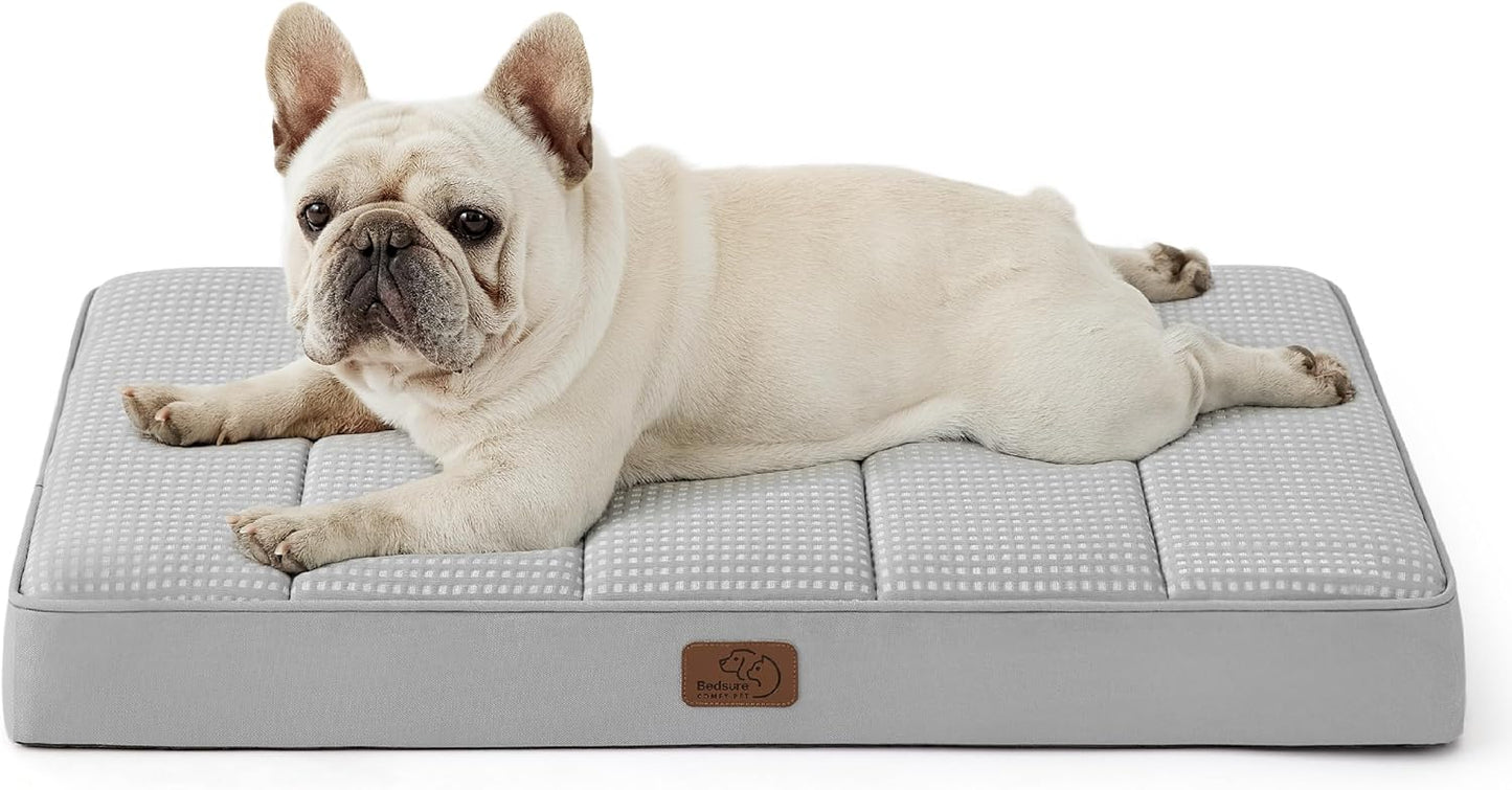 Bedsure Cooling Dog Bed for Crate - Large Orthopedic Waterproof Puppy Beds with Removable Washable Cover, Egg Crate Foam Pet Mat, Suitable for Pet Up to 50 lbs