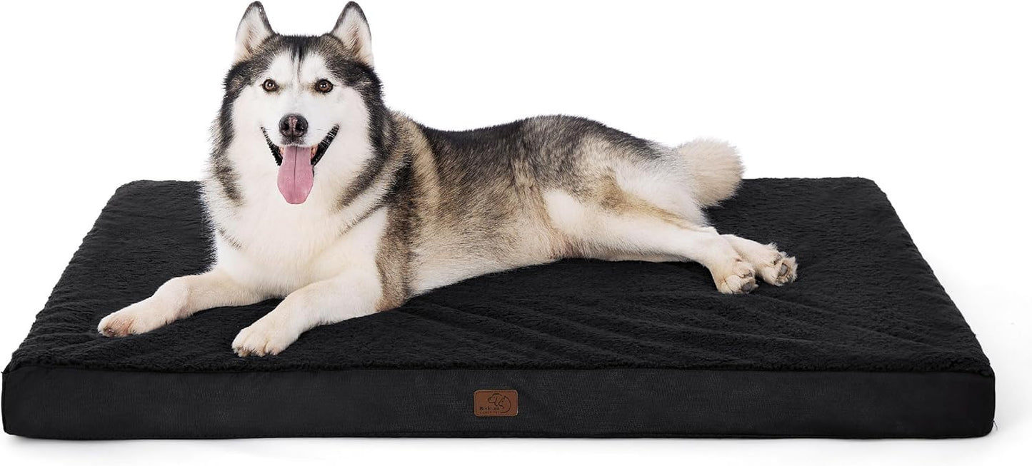 Bedsure Cooling Dog Bed for Crate - Large Orthopedic Waterproof Puppy Beds with Removable Washable Cover, Egg Crate Foam Pet Mat, Suitable for Pet Up to 50 lbs