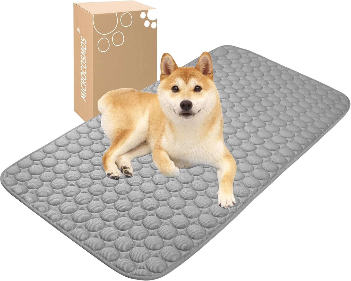 MICROCOSMOS Summer Cooling Mat & Sleeping Pad- Water Absorption Top, Materials Safe, Easy Carry, EZ Clean. Keep Cooling for Pets, Kids and Adults.(Grey, 40" x 28")