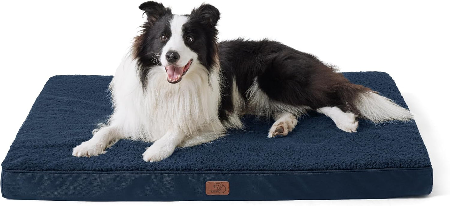 Bedsure Cooling Dog Bed for Crate - Large Orthopedic Waterproof Puppy Beds with Removable Washable Cover, Egg Crate Foam Pet Mat, Suitable for Pet Up to 50 lbs