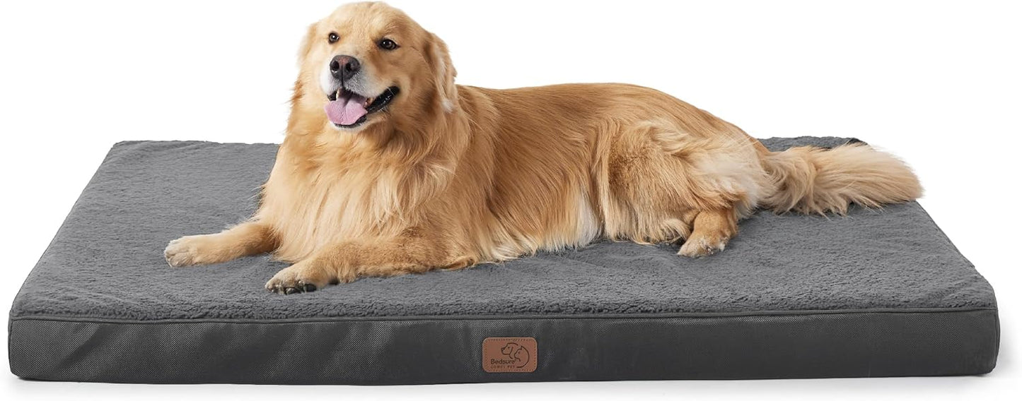 Bedsure Cooling Dog Bed for Crate - Large Orthopedic Waterproof Puppy Beds with Removable Washable Cover, Egg Crate Foam Pet Mat, Suitable for Pet Up to 50 lbs