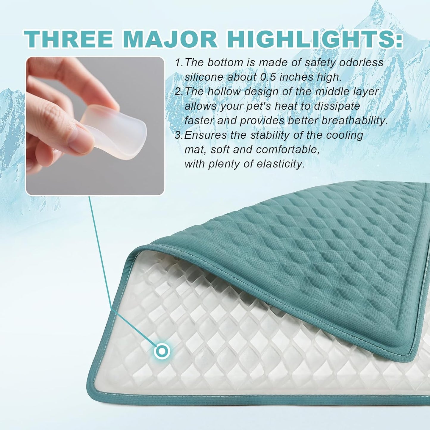 Large Dog Cooling Mat for Dogs,34×23 in Silicone Anti-Slip Waterproof,Easy Washable Pet Cool Blanket, Ice Cool Fabric, Cooling for Dog Kennel, Indoor and Outdoor Floors, Car Seat&Sofa