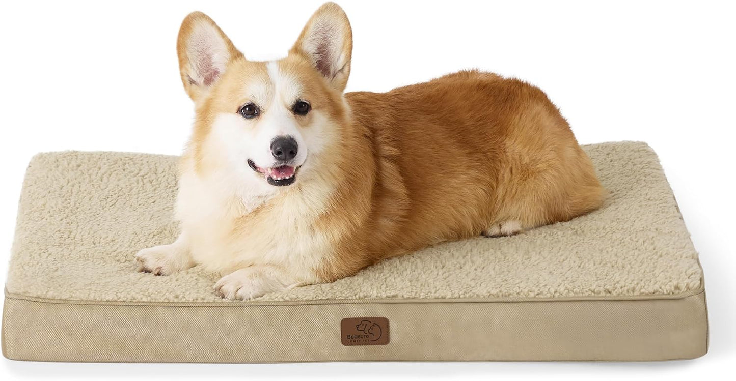 Bedsure Cooling Dog Bed for Crate - Large Orthopedic Waterproof Puppy Beds with Removable Washable Cover, Egg Crate Foam Pet Mat, Suitable for Pet Up to 50 lbs