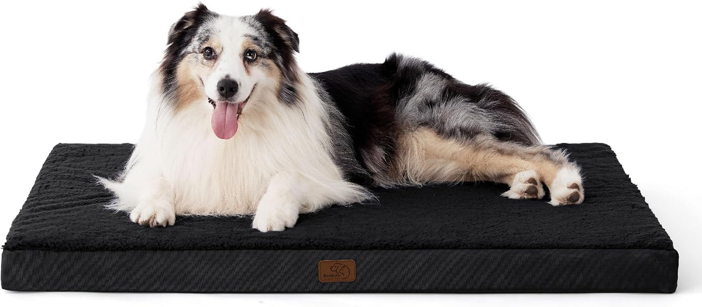 Bedsure Cooling Dog Bed for Crate - Large Orthopedic Waterproof Puppy Beds with Removable Washable Cover, Egg Crate Foam Pet Mat, Suitable for Pet Up to 50 lbs