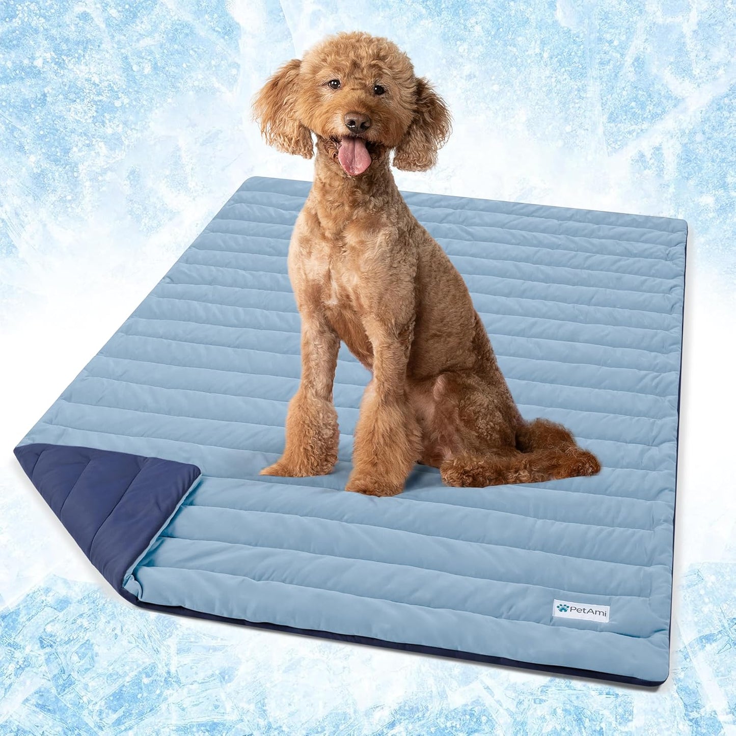 PetAmi Cooling Mat for Dog, Premium Pet Cooling Blanket for Crate Kennel, Indoor Cat Cool Sleeping Pad, Q-MAX Cold Sofa Couch Cover for Summer, Taupe/Beige, Small (24x32)