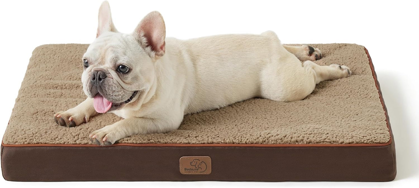 Bedsure Cooling Dog Bed for Crate - Large Orthopedic Waterproof Puppy Beds with Removable Washable Cover, Egg Crate Foam Pet Mat, Suitable for Pet Up to 50 lbs