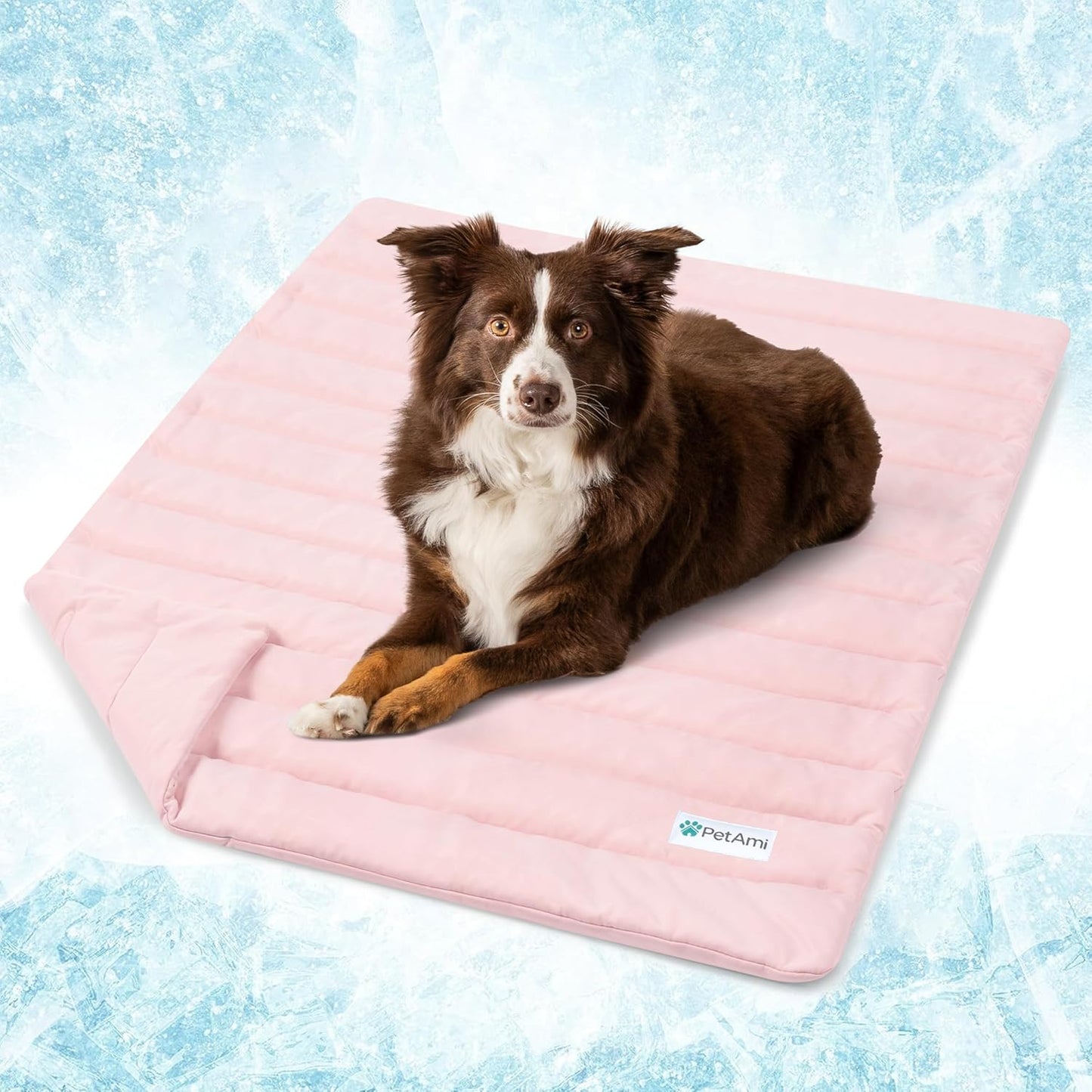 PetAmi Cooling Mat for Dog, Premium Pet Cooling Blanket for Crate Kennel, Indoor Cat Cool Sleeping Pad, Q-MAX Cold Sofa Couch Cover for Summer, Taupe/Beige, Small (24x32)