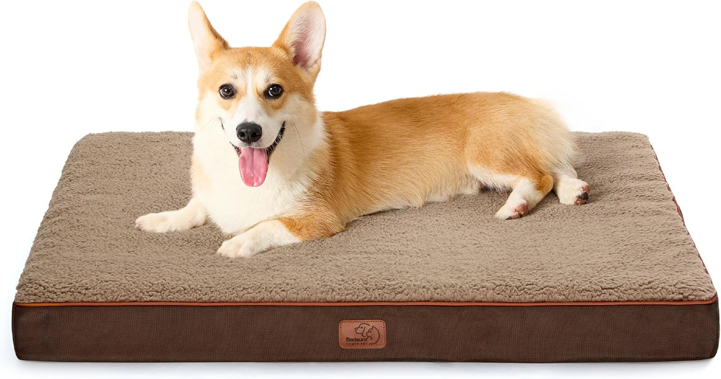 Bedsure Cooling Dog Bed for Crate - Large Orthopedic Waterproof Puppy Beds with Removable Washable Cover, Egg Crate Foam Pet Mat, Suitable for Pet Up to 50 lbs