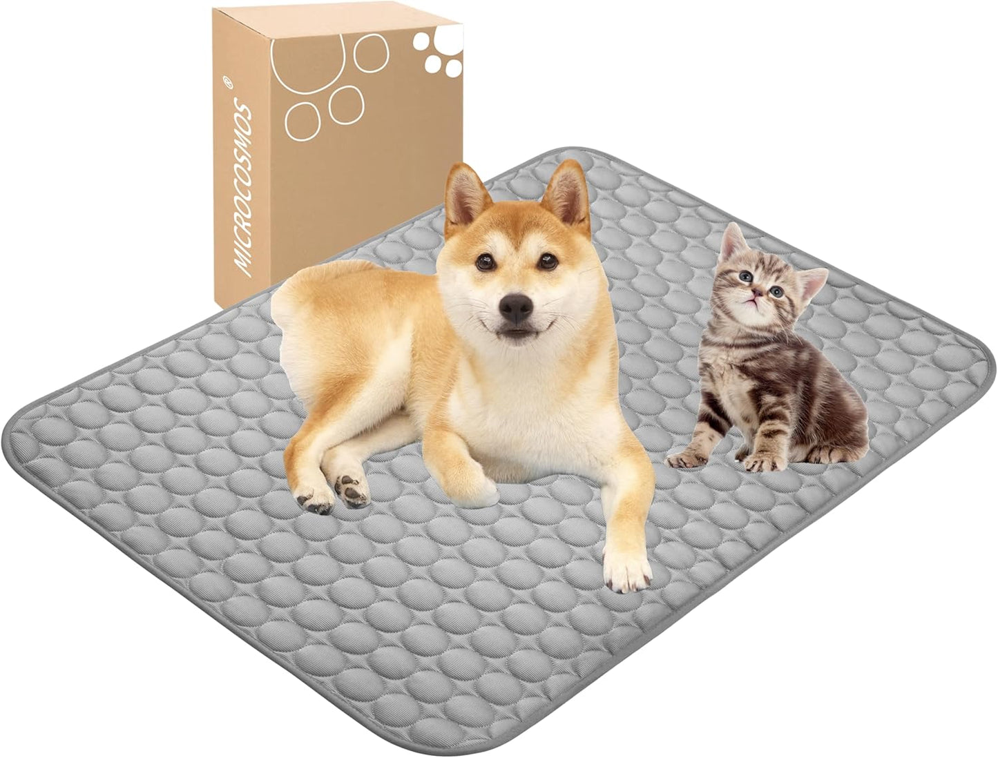 MICROCOSMOS Summer Cooling Mat & Sleeping Pad- Water Absorption Top, Materials Safe, Easy Carry, EZ Clean. Keep Cooling for Pets, Kids and Adults.(Grey, 40" x 28")