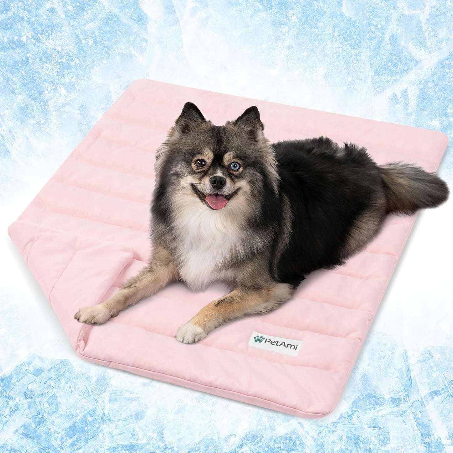 PetAmi Cooling Mat for Dog, Premium Pet Cooling Blanket for Crate Kennel, Indoor Cat Cool Sleeping Pad, Q-MAX Cold Sofa Couch Cover for Summer, Taupe/Beige, Small (24x32)
