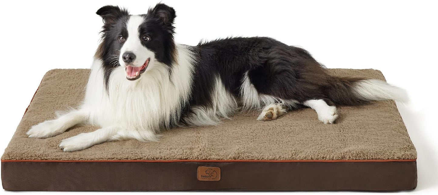 Bedsure Cooling Dog Bed for Crate - Large Orthopedic Waterproof Puppy Beds with Removable Washable Cover, Egg Crate Foam Pet Mat, Suitable for Pet Up to 50 lbs